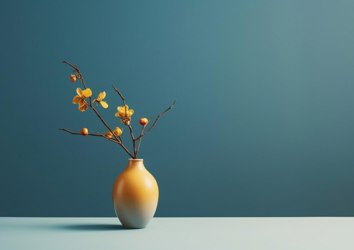 Vase With Yellow Flowers Blue Background 890746 2672